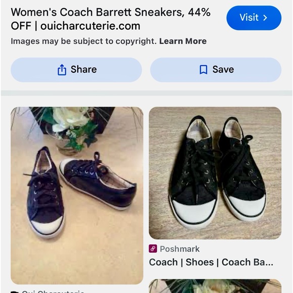 COACH Brand Black Lace-Up Womens Size 8 Sneakers. - Picture 6 of 10